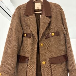 Avec Les Filles Basket Weave Doubled Breasted Hourglass Blazer Size MEDIUM